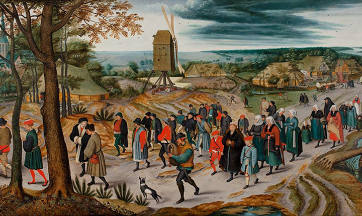 Procession of a Peasant Wedding painting by Flemish painter Jan Brueghel the Elder