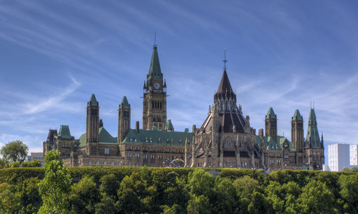 Rear view of Parliament Hill in Ottawa