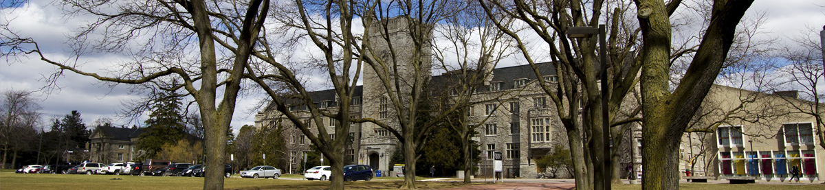 Landscape of snow covered Johnston Hall